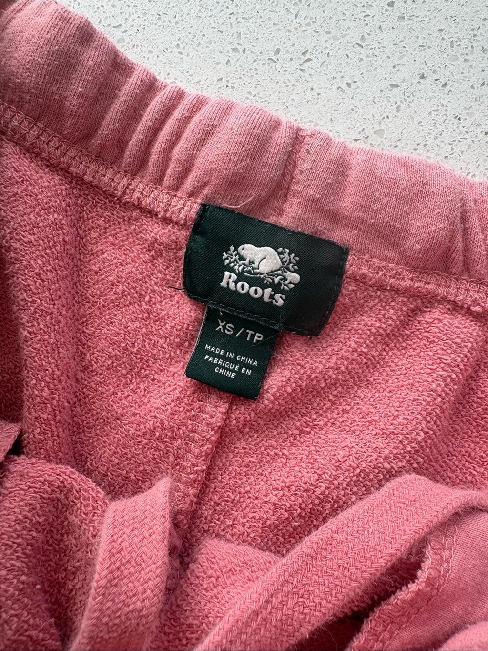 Roots Women's Dusty Pink Fleece Athletic Shorts - Picture 3 of 3